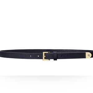 Lauren Ralph Lauren Women's Pebbled Navy Leather Belt